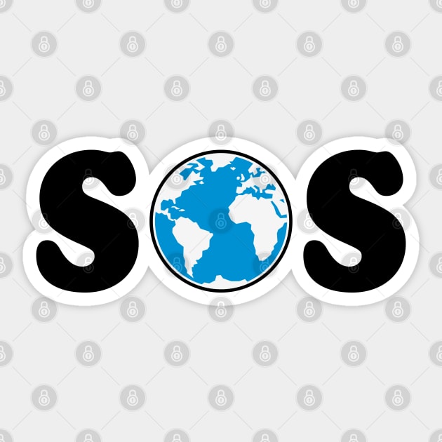 SOS – Earth Overshoot Day / Climate Change (Black / 3C) Sticker by MrFaulbaum